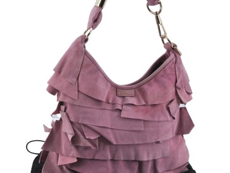 Authentic YVES SAINT LAURENT Saint Tropez Shoulder Bag Suede 122245 Pink H7122 Fashion