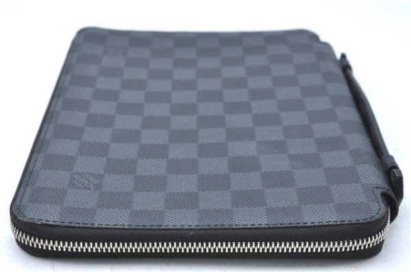 Auth Louis Vuitton Damier Graphite iPad Essential Tablet Case N63034 LV J1252 Online Hot Sale