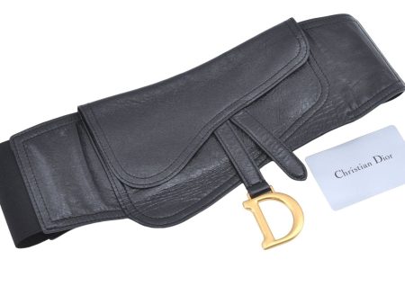 Authentic Christian Dior Belt Pouch Leather Black CD J1126 Supply