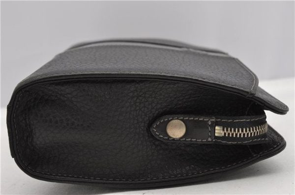 Authentic BURBERRY Vintage Leather Clutch Hand Bag Purse Black 1235F Cheap