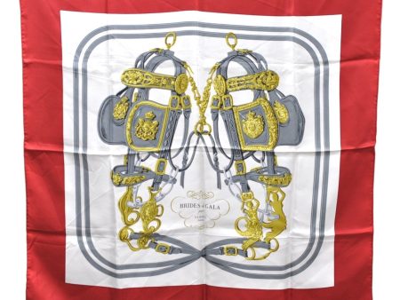 Authentic HERMES Carre 90 Scarf  BRIDES de GALA par  Silk Red 5389E For Discount