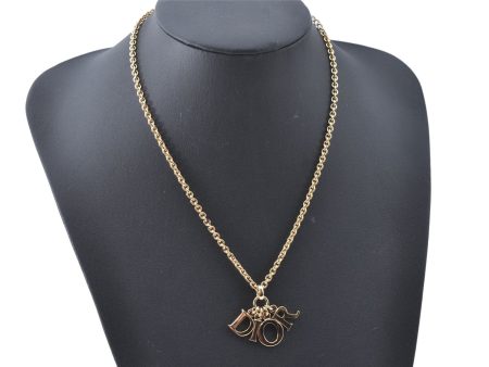 Authentic Christian Dior Gold Tone Chain Pendant Necklace CD J1586 Cheap