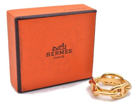 Authentic HERMES Scarf Ring Regate Chaine dAncre Gold Box 3570D For Sale