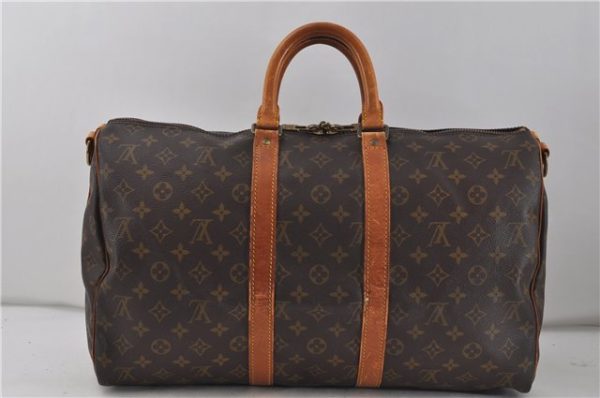 Auth Louis Vuitton Monogram Keepall Bandouliere 45 Boston Bag M41418 LV 7757D Online Hot Sale