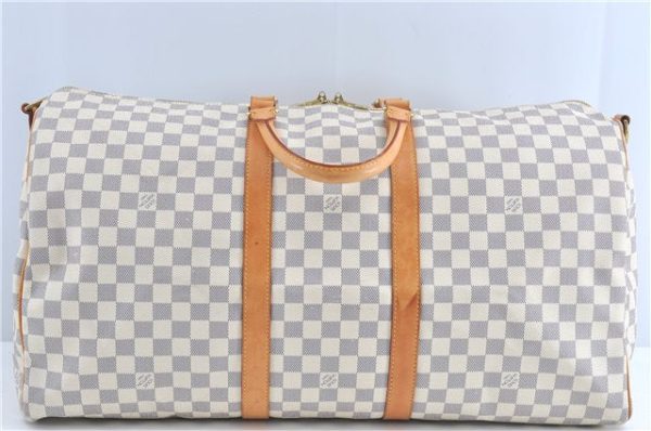 Auth Louis Vuitton Damier Azur Keepall Bandouliere 55 Boston Bag N41429 LV J0485 For Discount