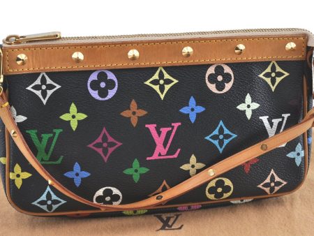 Louis Vuitton Monogram Multicolor Pochette Accessoires Pouch M92648 Black J0867 Fashion