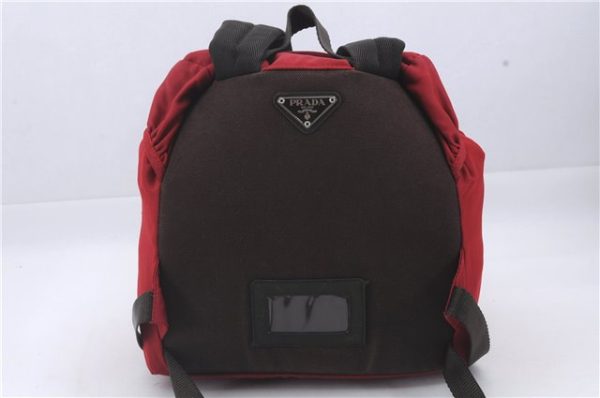 Authentic PRADA Nylon Leather Backpack Red 3710D For Discount