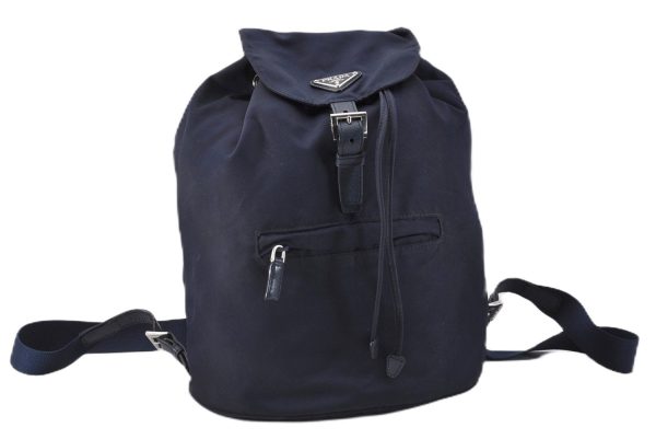 Authentic PRADA Vintage Nylon Tessuto Leather Backpack Navy 1933F Online Hot Sale