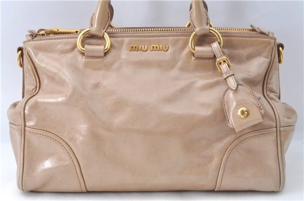 Authentic MIU MIU Leather 2Way Shoulder Hand Bag RN1127 Brown J0542 For Cheap