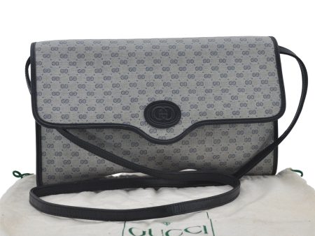 Authentic GUCCI Micro GG PVC Leather Shoulder Cross Body Bag Purse Navy 2903E Hot on Sale