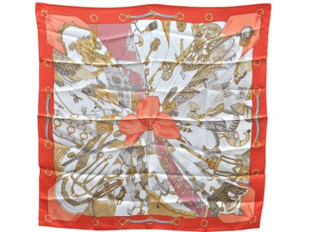 Authentic HERMES Carre 65 Scarf  soleil de soie  Silk Red 9554D on Sale