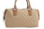 Authentic GUCCI Hand Boston Bag Purse GG Canvas Leather 113009 Beige 6892E Fashion