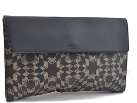 Authentic GUCCI GG Caleido Clutch Hand Bag PVC Leather 406725 Black 2275F on Sale