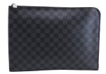 Auth Louis Vuitton Damier Graphite Pochette Jours GM N64437 Document Case 0501E Supply