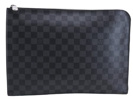 Auth Louis Vuitton Damier Graphite Pochette Jours GM N64437 Document Case 0501E Supply