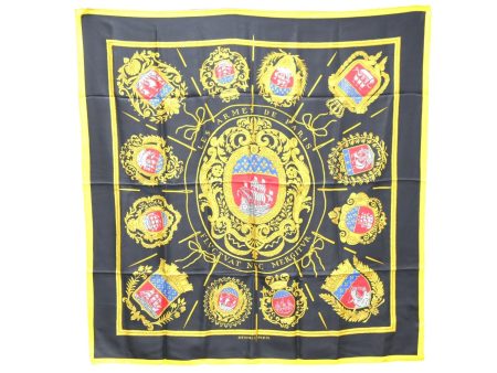 Authentic HERMES Carre 90 Scarf  LES ARMES DE PARIS  Silk Yellow 9970D Online Sale