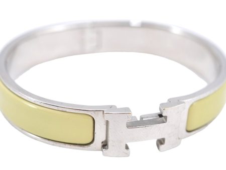 Authentic HERMES Bangle ClicH Silver Yellow J2911 Online Sale