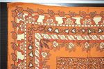 Auth HERMES Petit Carre 40 Scarf Handkerchief Plants Pattern Silk Orange 9633D Fashion