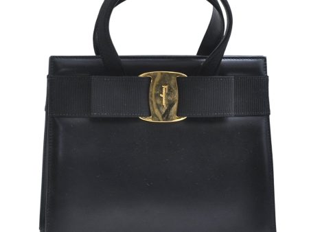 Authentic Salvatore Ferragamo Vintage Vara Ribbon Hand Bag Purse Black 6606E Cheap