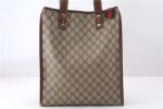 Authentic GUCCI Web Sherry Line Tote Bag GG PVC Leather 211135 Brown 2331F For Discount