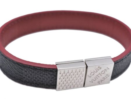 Auth LOUIS VUITTON Damier Graphite Brasserie Pull It Bracelet M6190D Red H5298 on Sale