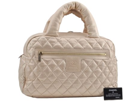 Authentic Chanel Coco Cocoon Matelasse Leather Hand Bag Purse Beige CC J0936 Online now