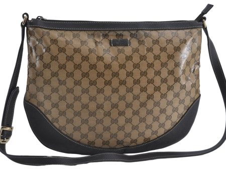 Authentic GUCCI GG Crystal Shoulder Crossbody Bag PVC Leather 272380 Brown J4280 Online Hot Sale