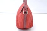 Authentic GUCCI Vintage Hand Bag Pouch Purse GG Canvas Leather 07198 Red 6913E Supply