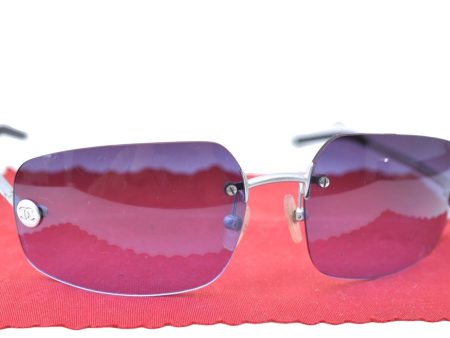 Authentic CHANEL Sunglasses Titanium CC Logos CoCo Mark 4035 Purple Silver J1159 Hot on Sale