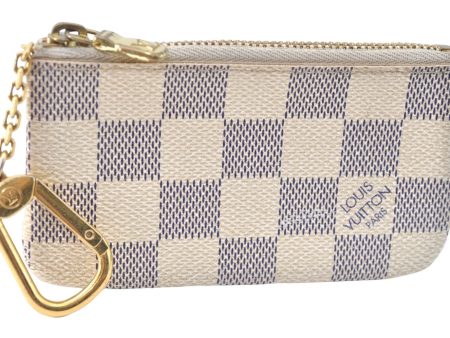 Authentic Louis Vuitton Damier Azur Pochette Cles Coin Case N62659 LV J1677 Online now