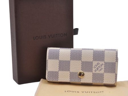 Authentic Louis Vuitton Damier Azur Multicles 4 Key Case Holder N60020 Box 6238E Online now