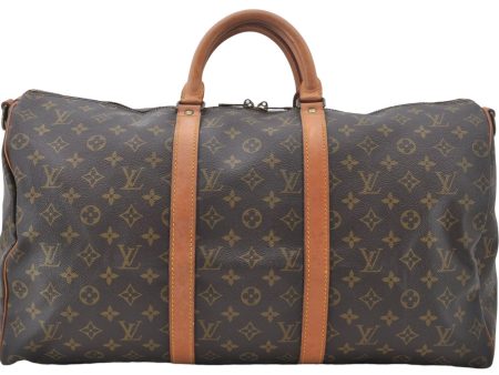 Authentic Louis Vuitton Monogram Keepall Bandouliere 50 M41416 Boston Bag 6259E For Sale