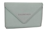 Authentic BALENCIAGA Papier Mini Wallet Trifold Purse Leather 391446 Blue 2157F Supply