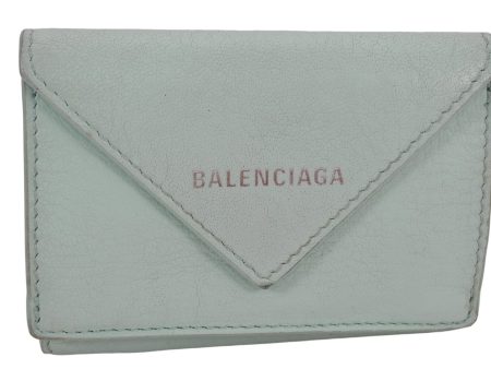 Authentic BALENCIAGA Papier Mini Wallet Trifold Purse Leather 391446 Blue 2157F Supply